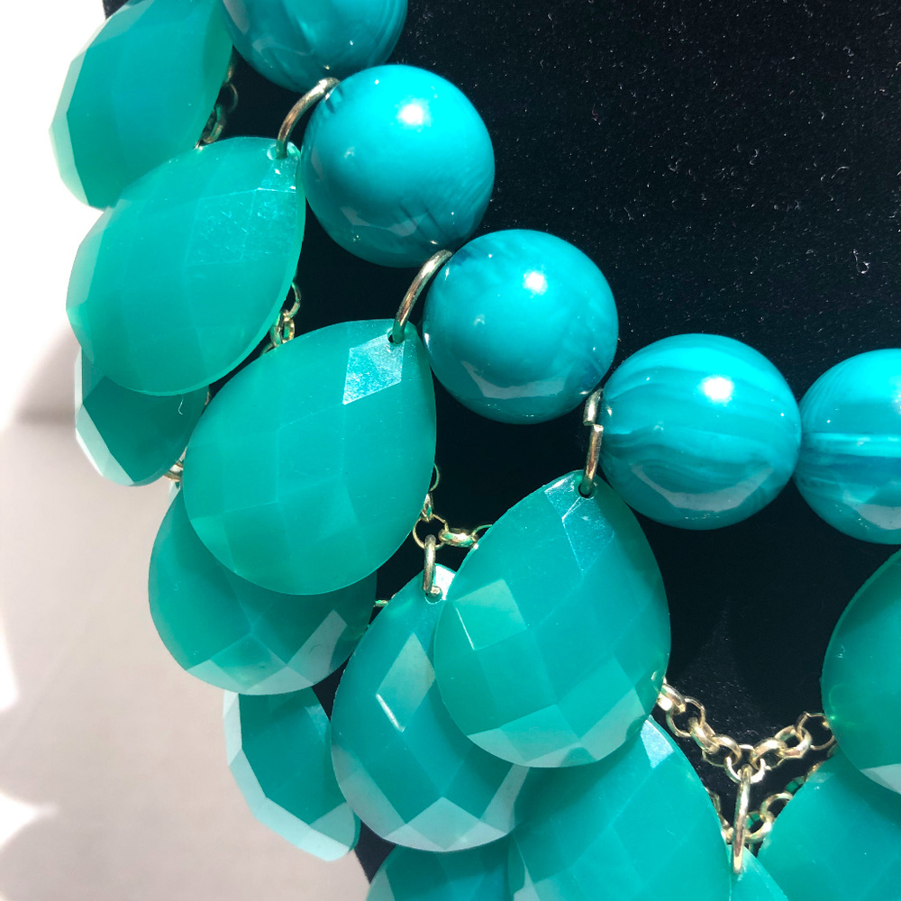 Teal Layered Statement Necklace - image 2